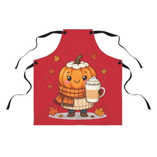 Cute Kawaii Pumpkin Apron, Autumn/Fall Aesthetic, Spice Latte, Cooking, Baking, Halloween, Thanksgiving, Kitchen Decor