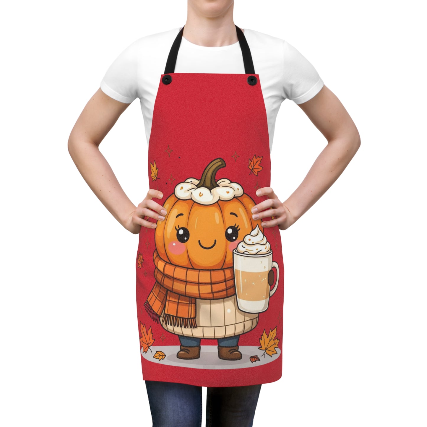 Cute Kawaii Pumpkin Apron, Autumn/Fall Aesthetic, Spice Latte, Cooking, Baking, Halloween, Thanksgiving, Kitchen Decor