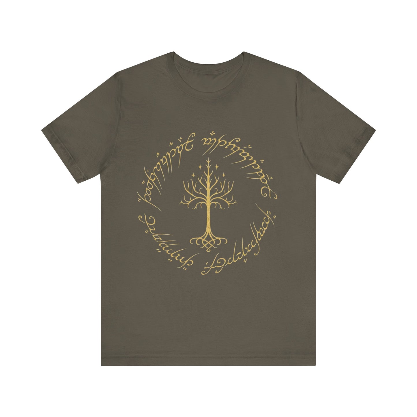 Gondor Tree Tee, Elvish Shirt, Fantasy Short Sleeve Top, Middle Earth Inspired Tee, Tolkien Fan Gift, Unisex Graphic T-Shirt