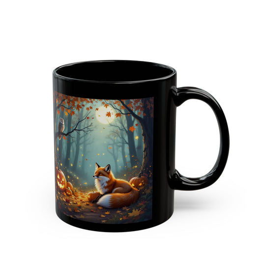 Mug, Cute Moody Mystical Forest Fox Pumpkin Owl Aesthetic Fall Autumn Spooky Season, Coffee Cup, Tea Mug, Halloween Gift, Kitchen Decor,