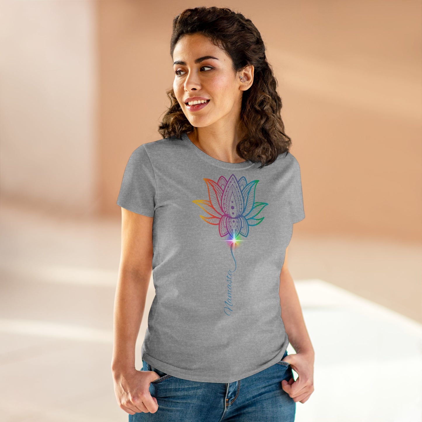 Women's Yoga Lotus Tee, Mindfulness Shirt, Spiritual Gift, Meditation Apparel, Wellness Wear, Inspirational Top