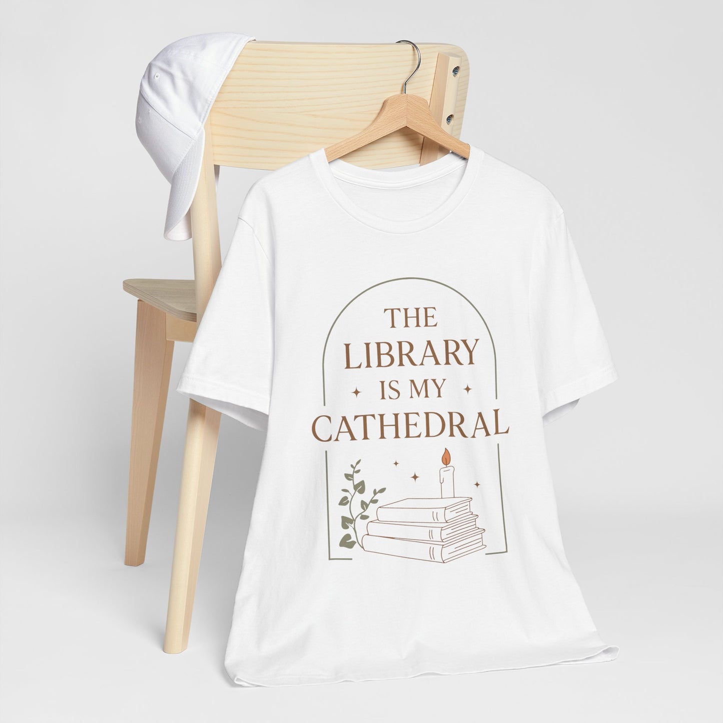 The Library Is My Cathedral T-Shirt | Dark Academia Aesthetic Tee | Book Lover Gift | Cozy Vintage Style