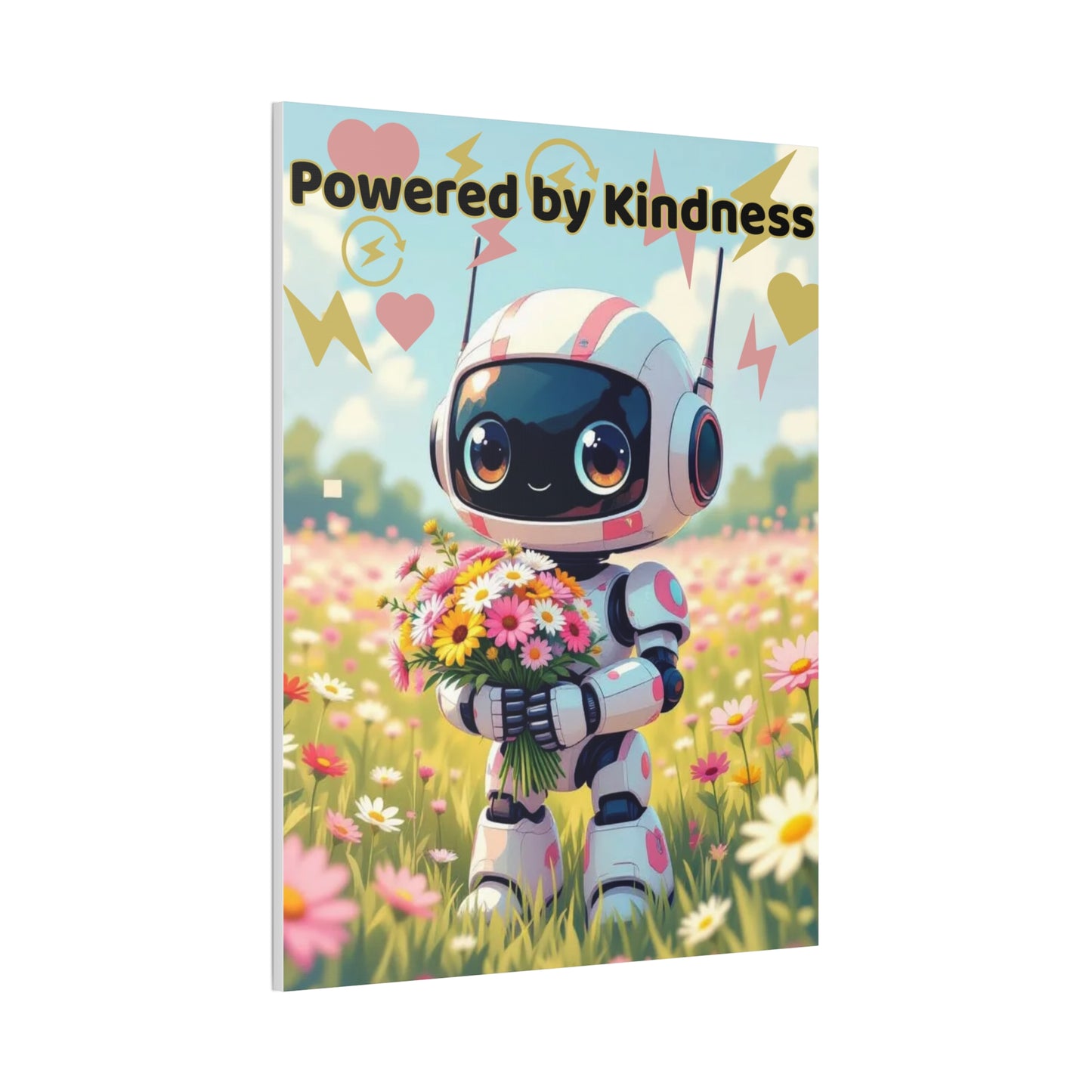 Whimsical Canvas Art Print - Powered by Kindness, Cute Robot Decor, Gift for Kids, Playroom Wall Art, Inspirational Home Decor, Unique [...]