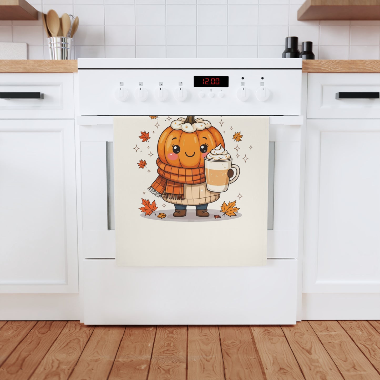 Autumn Pumpkin Tea Towel | Cute Fall Kitchen Decor | Thanksgiving Gift | Harvest Home Decor | Fall Recipe Towel | Cozy Kitchen Textile