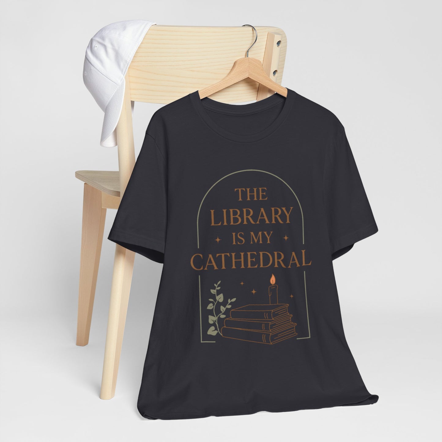 The Library Is My Cathedral T-Shirt | Dark Academia Aesthetic Tee | Book Lover Gift | Cozy Vintage Style