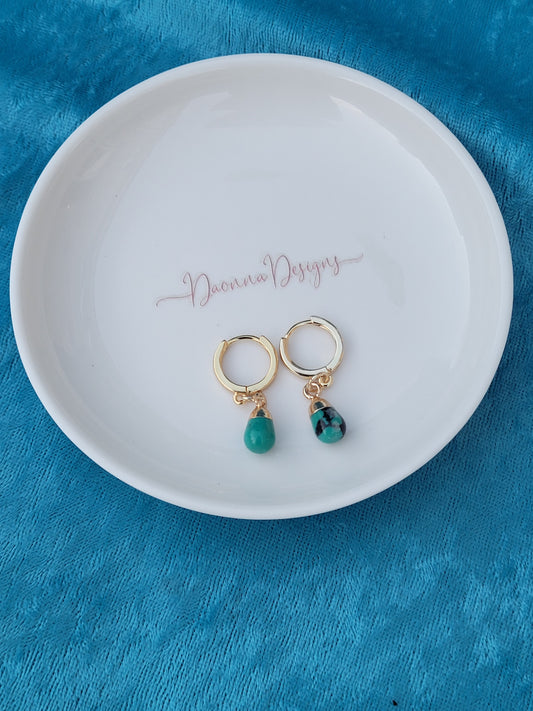 Turquoise Gold Hoops