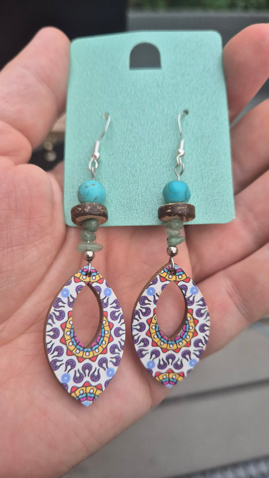 Geo White Earrings