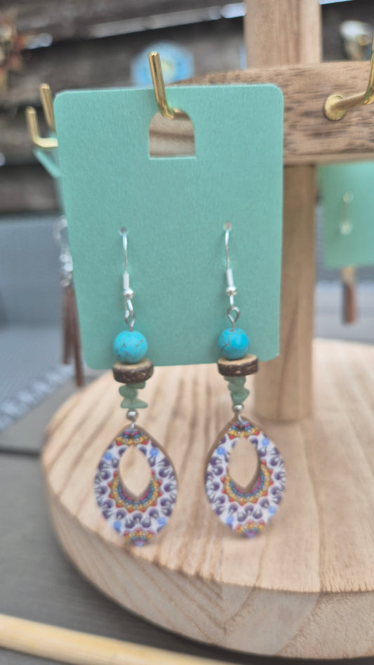 Geo White Earrings