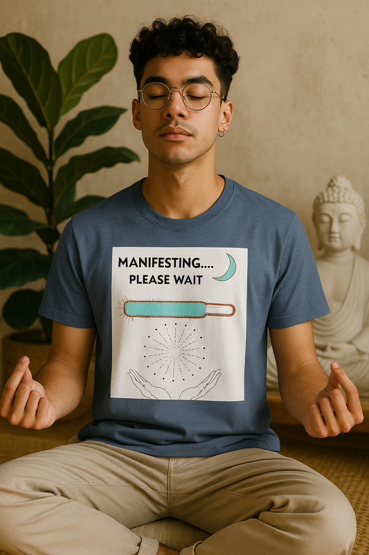 Funny Spiritual Vibes T-Shirt, Manifesting Please Wait Shirt, Sarcastic Meditation Tee, Spiritual Humor Top, Zen Yoga Clothing
