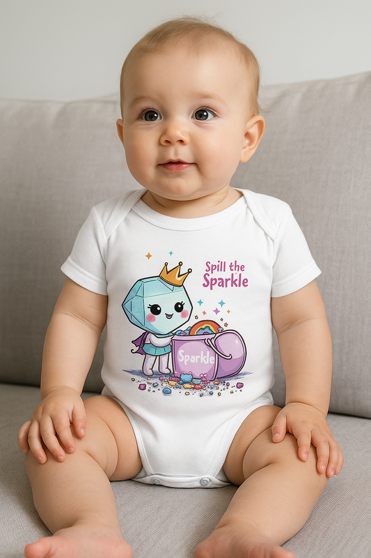 Kawaii Baby Bodysuit, Spill the Sparkle Onesie, Infant Romper, Newborn Outfit, Colorful Baby Clothes