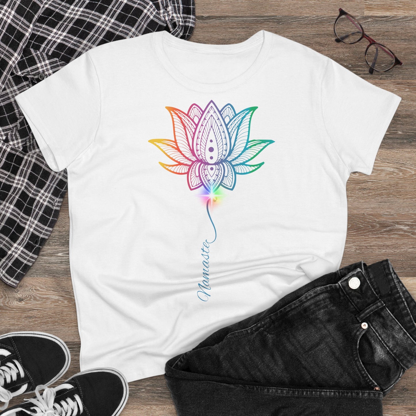 Women's Yoga Lotus Tee, Mindfulness Shirt, Spiritual Gift, Meditation Apparel, Wellness Wear, Inspirational Top
