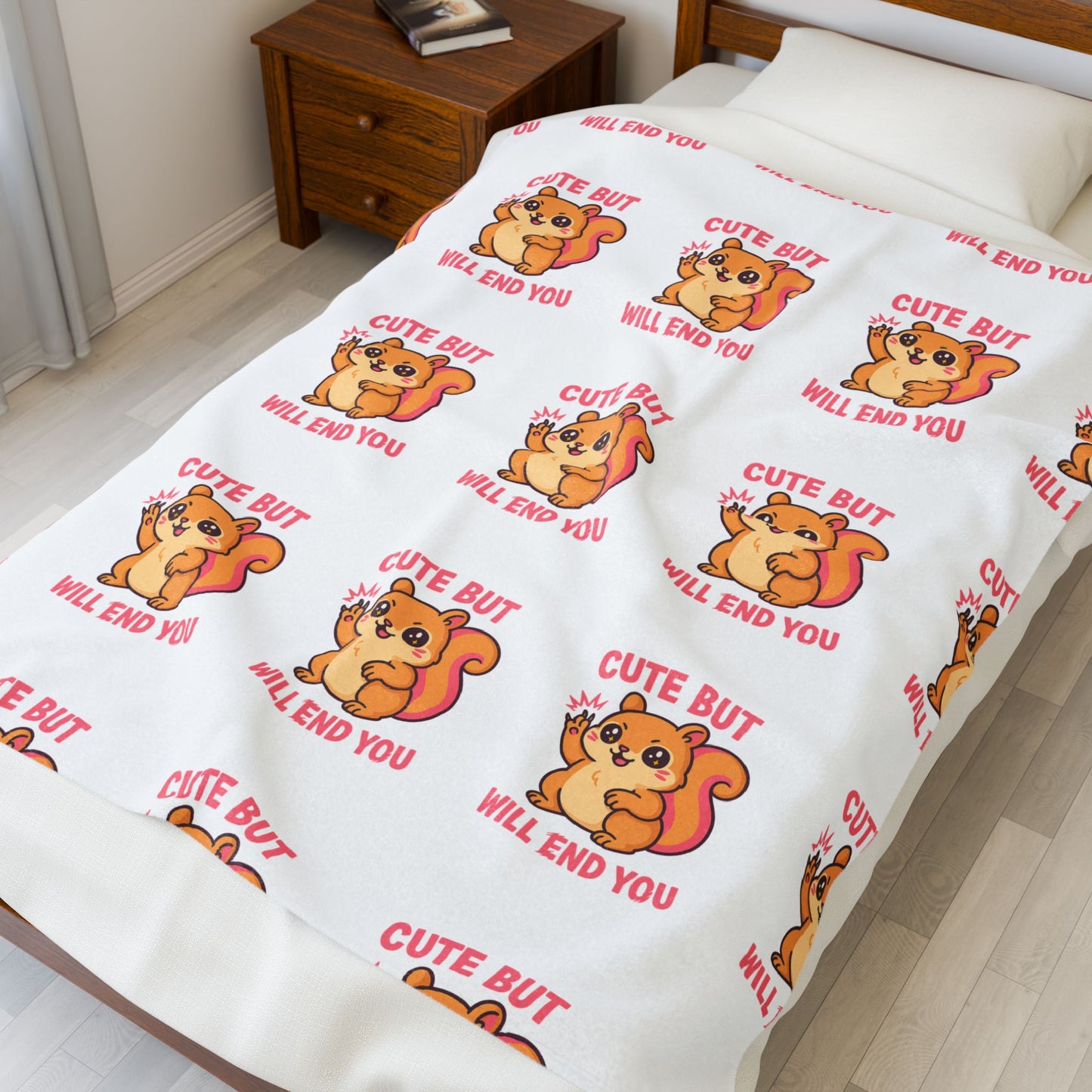 Velveteen Plush Blanket - Funny Deadly Squirrel Design