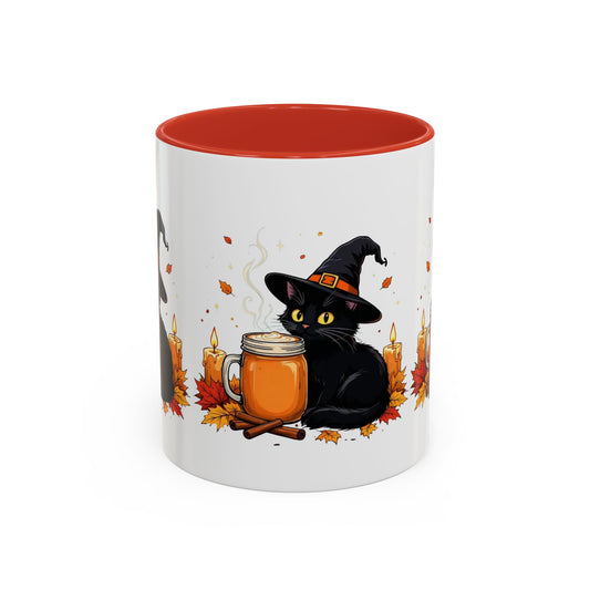 Halloween Cat Coffee Mug, Spooky Hot Drink Cup, Witch Themed Coffee Mug, Autumn Decor Gift, Cat Lover Mug