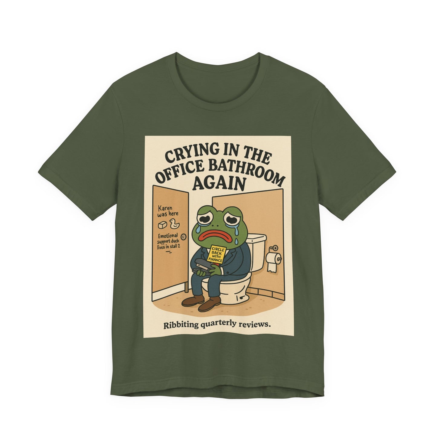 Crying Frog Tee - Unisex Short Sleeve Shirt, Funny Office Humor, Gift for Coworkers, Stress Relief Apparel, Quirky Graphic T-Shirt