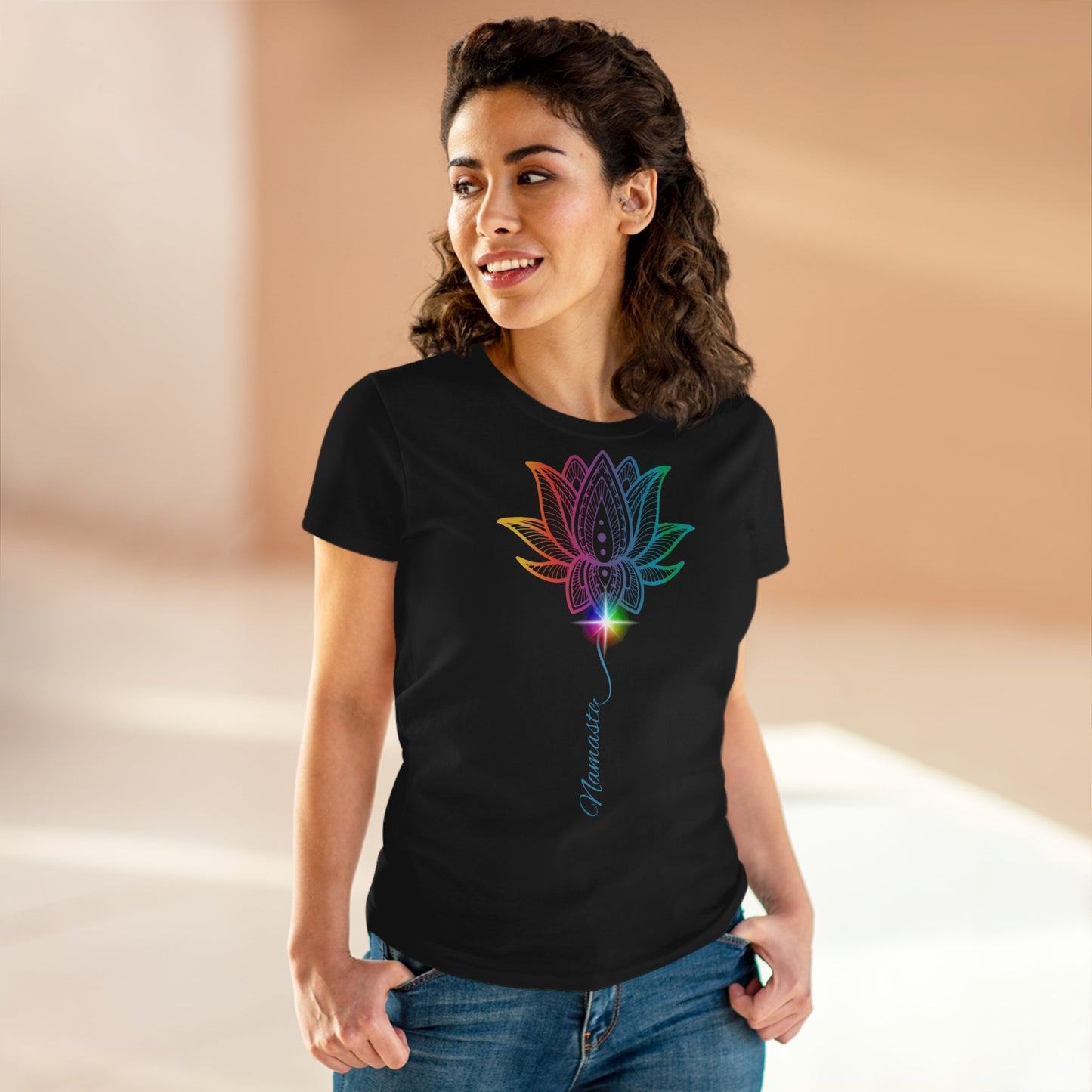 Women's Yoga Lotus Tee, Mindfulness Shirt, Spiritual Gift, Meditation Apparel, Wellness Wear, Inspirational Top