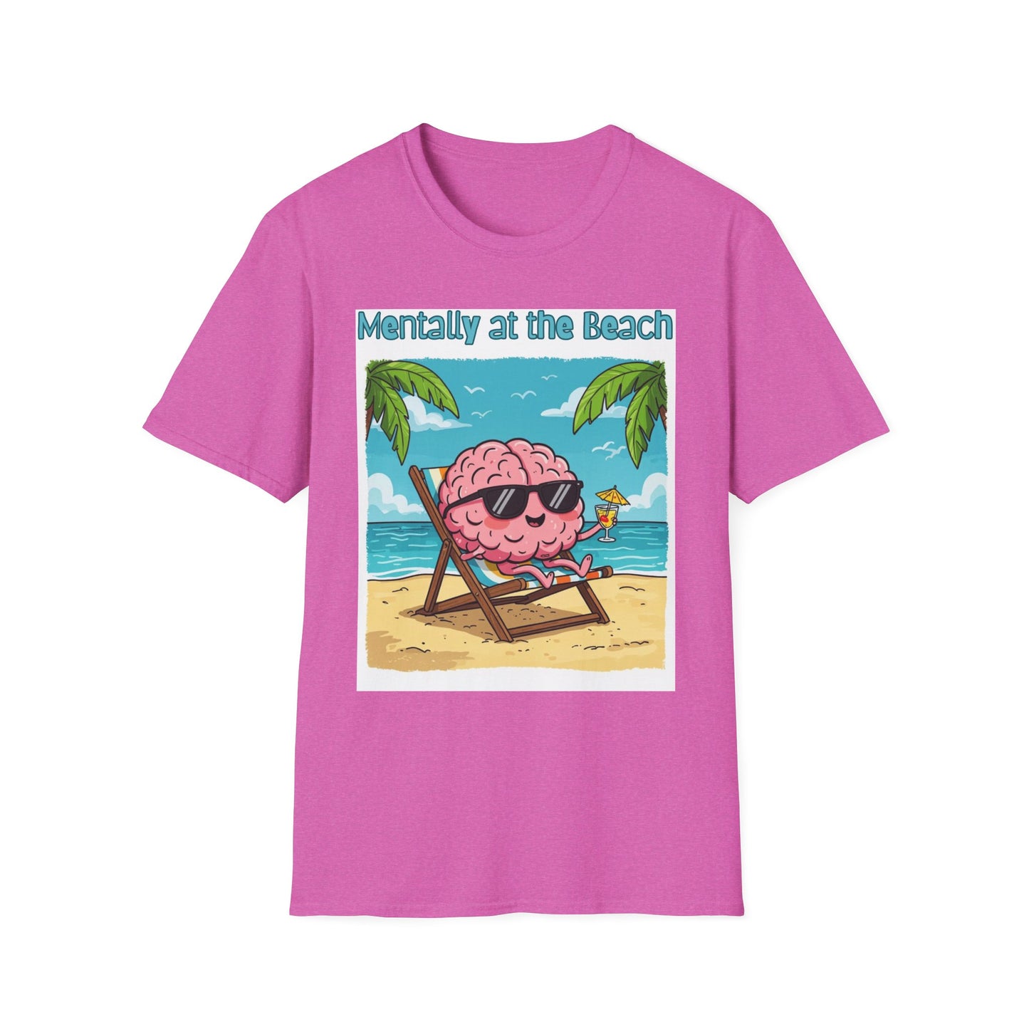 Vacay Brain Unisex Softstyle T-Shirt, Tropical Daydream Tee, Out of Office Shirt, Beach Bum Top, Funny Relaxation Gift