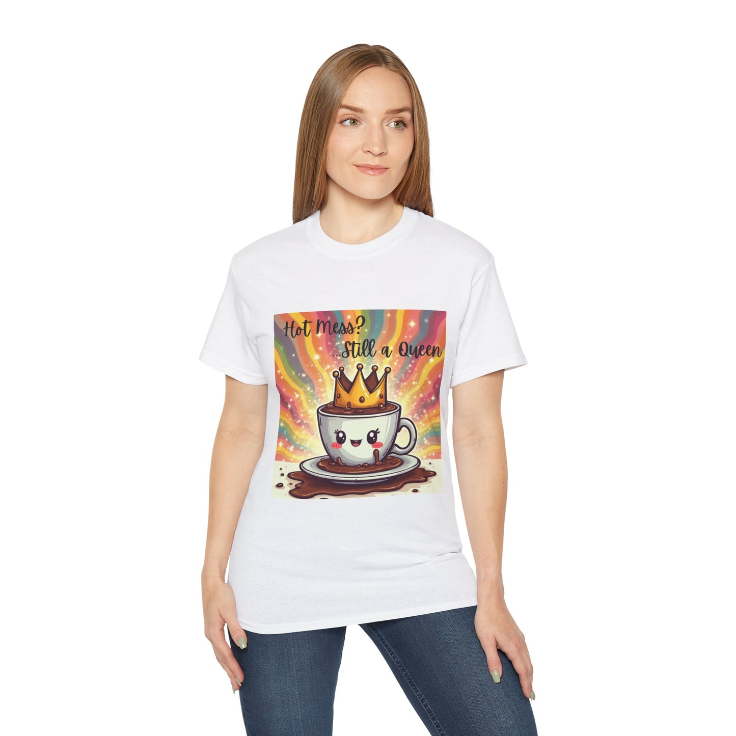 Queen Coffee Humor Tee, Unisex T-Shirt, Gift for Her, Funny Coffee Lover Shirt, Birthday Gift, Casual Everyday Wear
