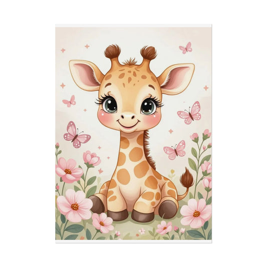 Rolled Posters, Cute Baby Kawaii Giraffe Kids Room Decor - Personalization Optional, Nursery Wall Art, Children's Bedroom Decoration,