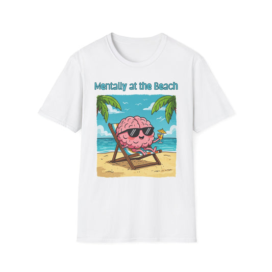 Vacay Brain Unisex Softstyle T-Shirt, Tropical Daydream Tee, Out of Office Shirt, Beach Bum Top, Funny Relaxation Gift