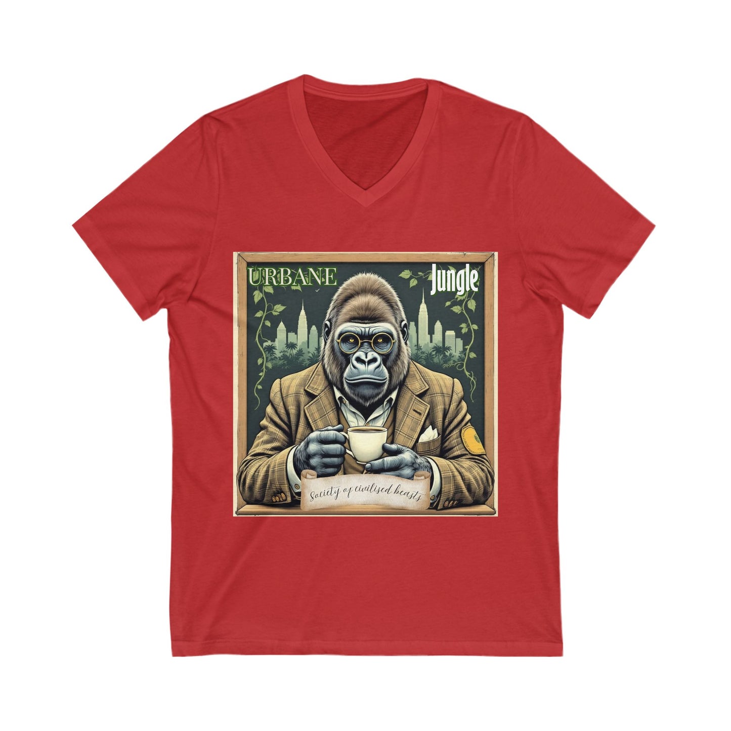 Urbane Jungle Professor Gorilla Tee | Dapper Silverback in Tweed | Quirky Pun T-Shirt by Daonna Apparel