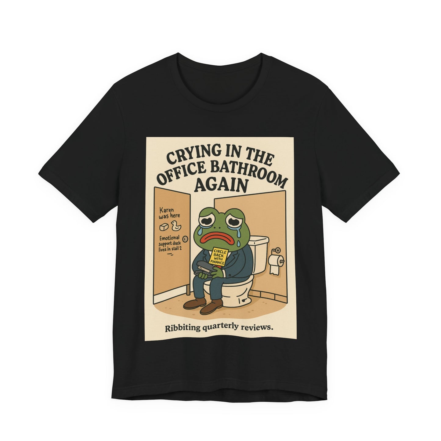 Crying Frog Tee - Unisex Short Sleeve Shirt, Funny Office Humor, Gift for Coworkers, Stress Relief Apparel, Quirky Graphic T-Shirt