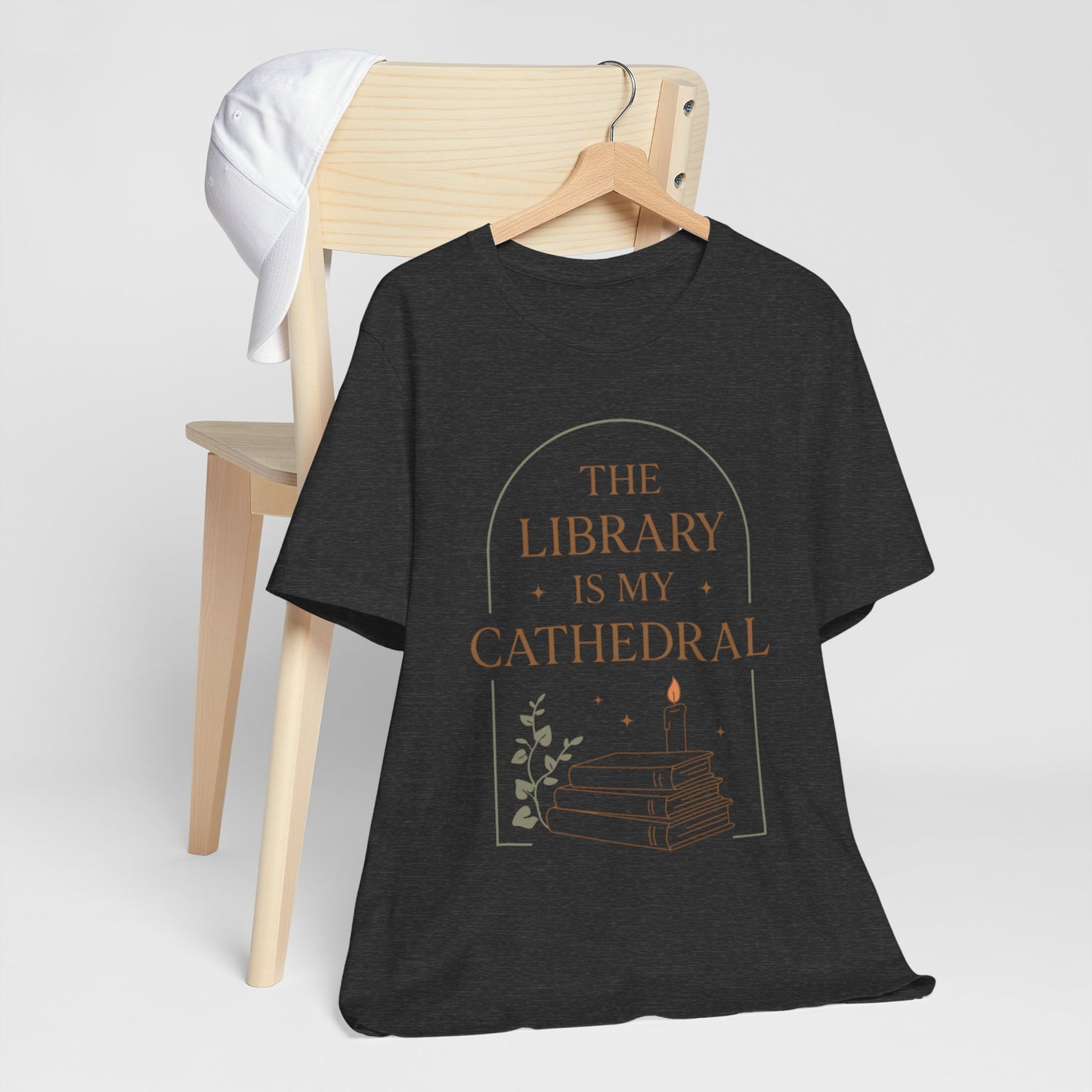 The Library Is My Cathedral T-Shirt | Dark Academia Aesthetic Tee | Book Lover Gift | Cozy Vintage Style