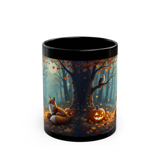 Mug, Cute Moody Mystical Forest Fox Pumpkin Owl Aesthetic Fall Autumn Spooky Season, Coffee Cup, Tea Mug, Halloween Gift, Kitchen Decor,