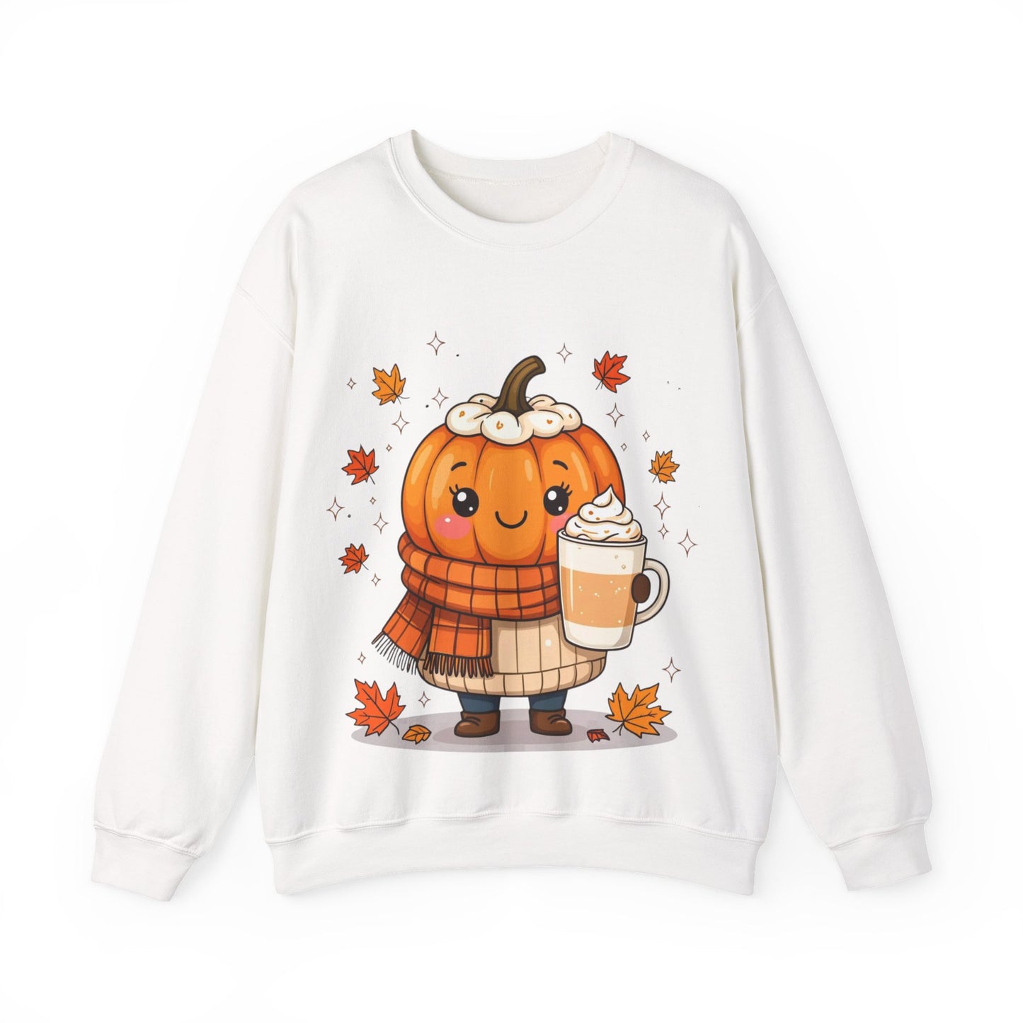 Kawaii Pumpkin Sweatshirt, Fall Spice Latte Crewneck, Cozy Halloween Jumper, Autumn Vibes Pullover, Cute Harvest Sweater, Thanksgiving Top