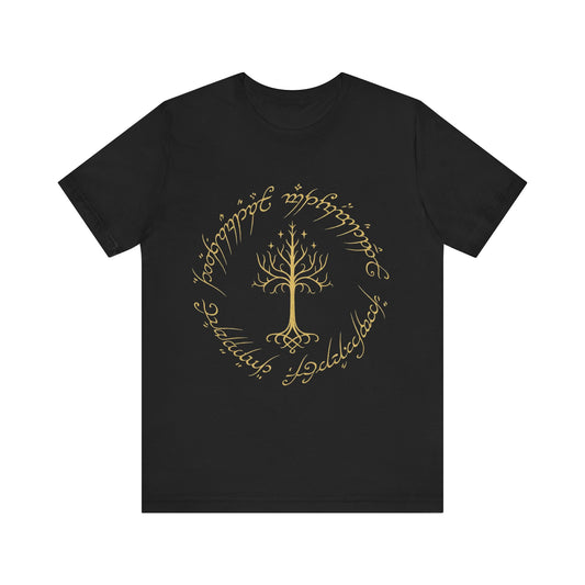 Gondor Tree Tee, Elvish Shirt, Fantasy Short Sleeve Top, Middle Earth Inspired Tee, Tolkien Fan Gift, Unisex Graphic T-Shirt