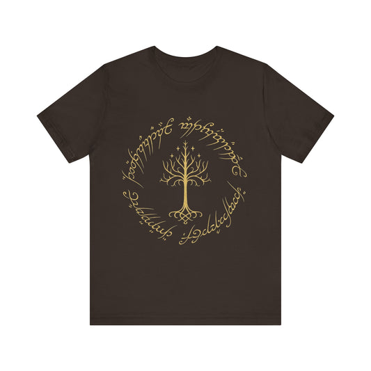 Gondor Tree Tee, Elvish Shirt, Fantasy Short Sleeve Top, Middle Earth Inspired Tee, Tolkien Fan Gift, Unisex Graphic T-Shirt