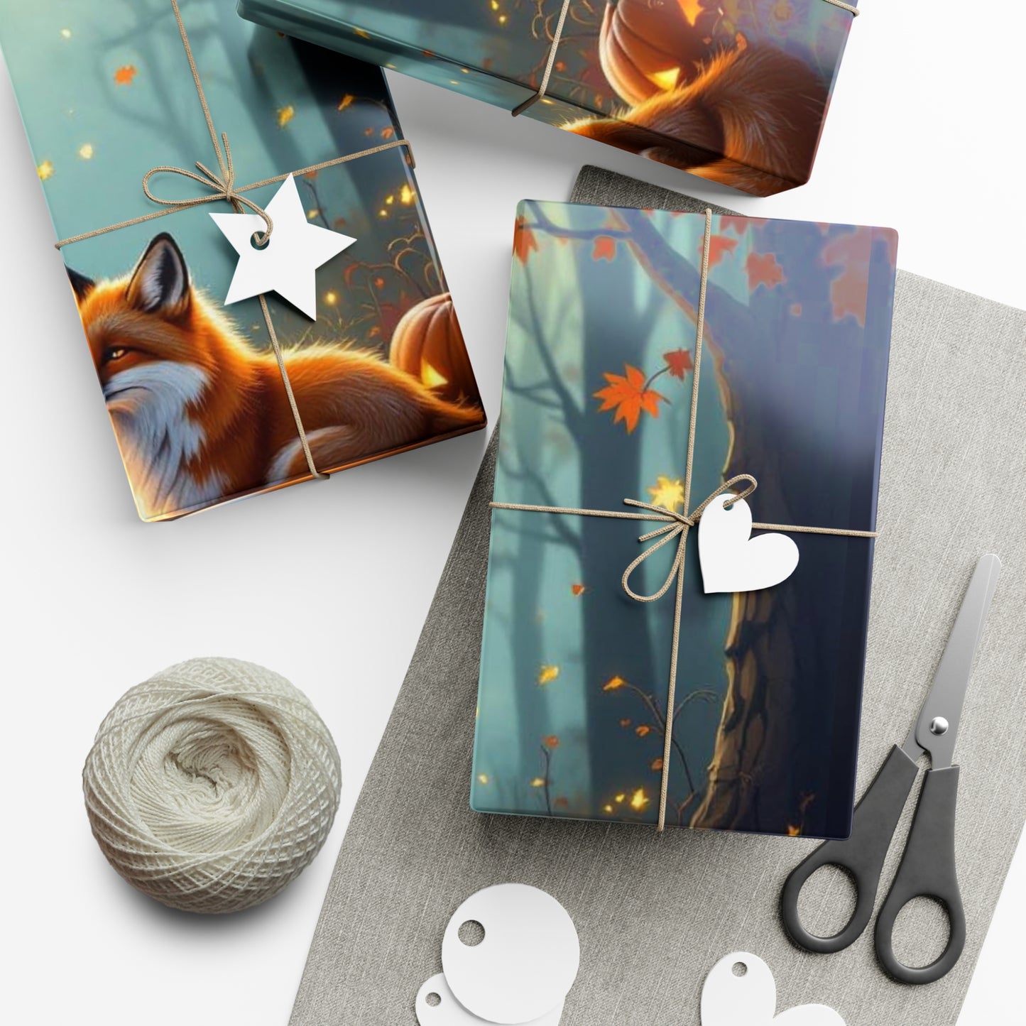 Autumn-Themed Gift Wrap Papers | Cozy Woodland Fox Design, Perfect for Fall Parties, Halloween, Gifting, Eco-Friendly Wrapping