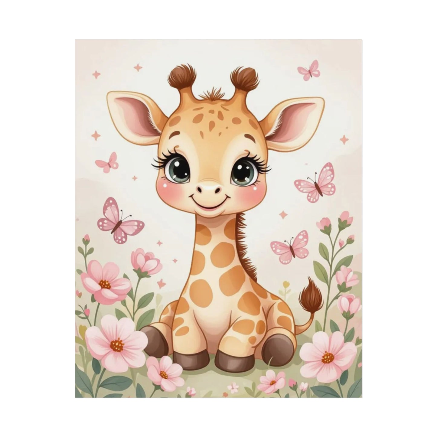 Rolled Posters, Cute Baby Kawaii Giraffe Kids Room Decor - Personalization Optional, Nursery Wall Art, Children's Bedroom Decoration,