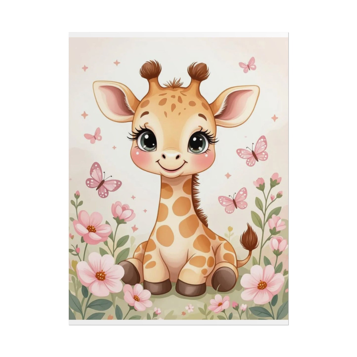 Rolled Posters, Cute Baby Kawaii Giraffe Kids Room Decor - Personalization Optional, Nursery Wall Art, Children's Bedroom Decoration,