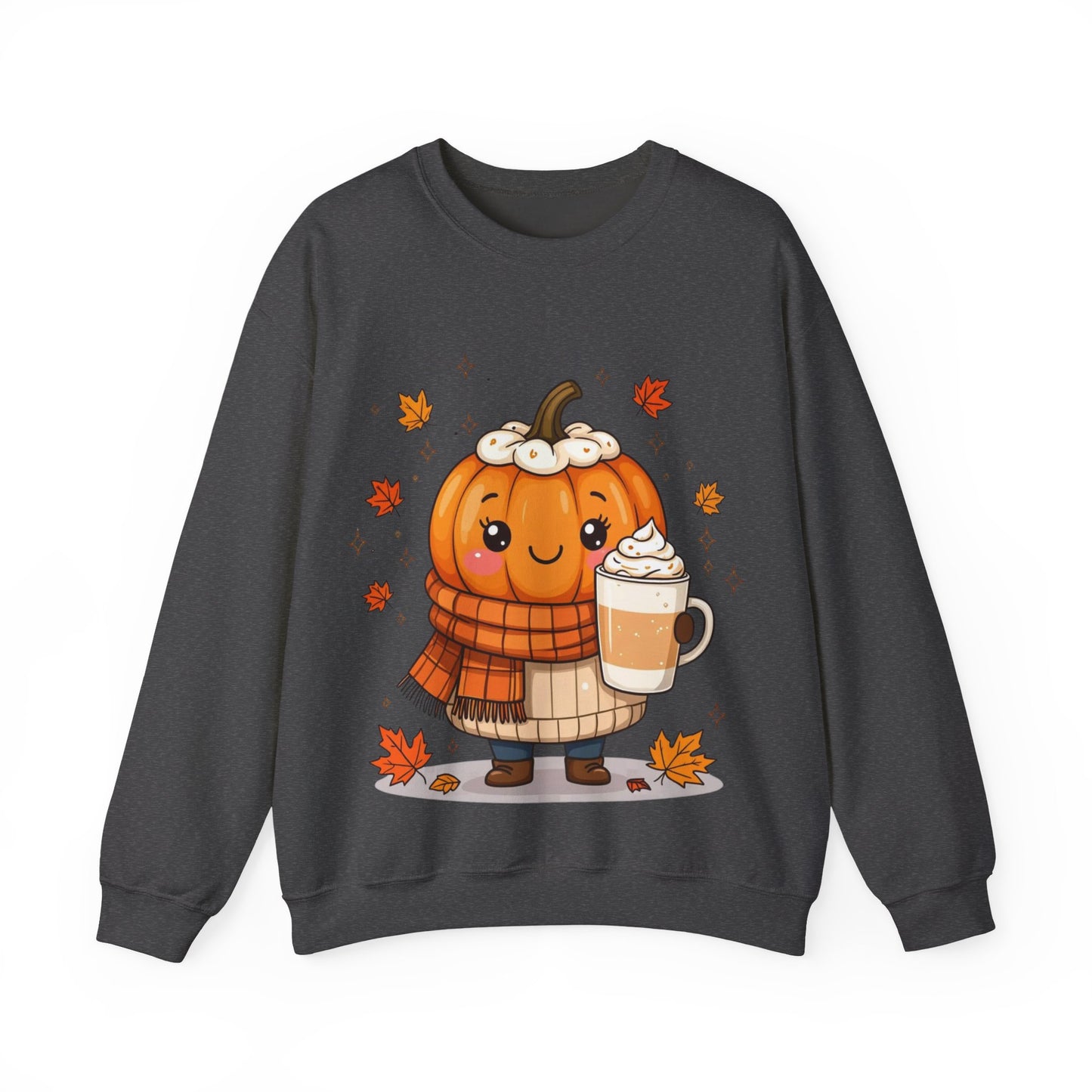 Kawaii Pumpkin Sweatshirt, Fall Spice Latte Crewneck, Cozy Halloween Jumper, Autumn Vibes Pullover, Cute Harvest Sweater, Thanksgiving Top