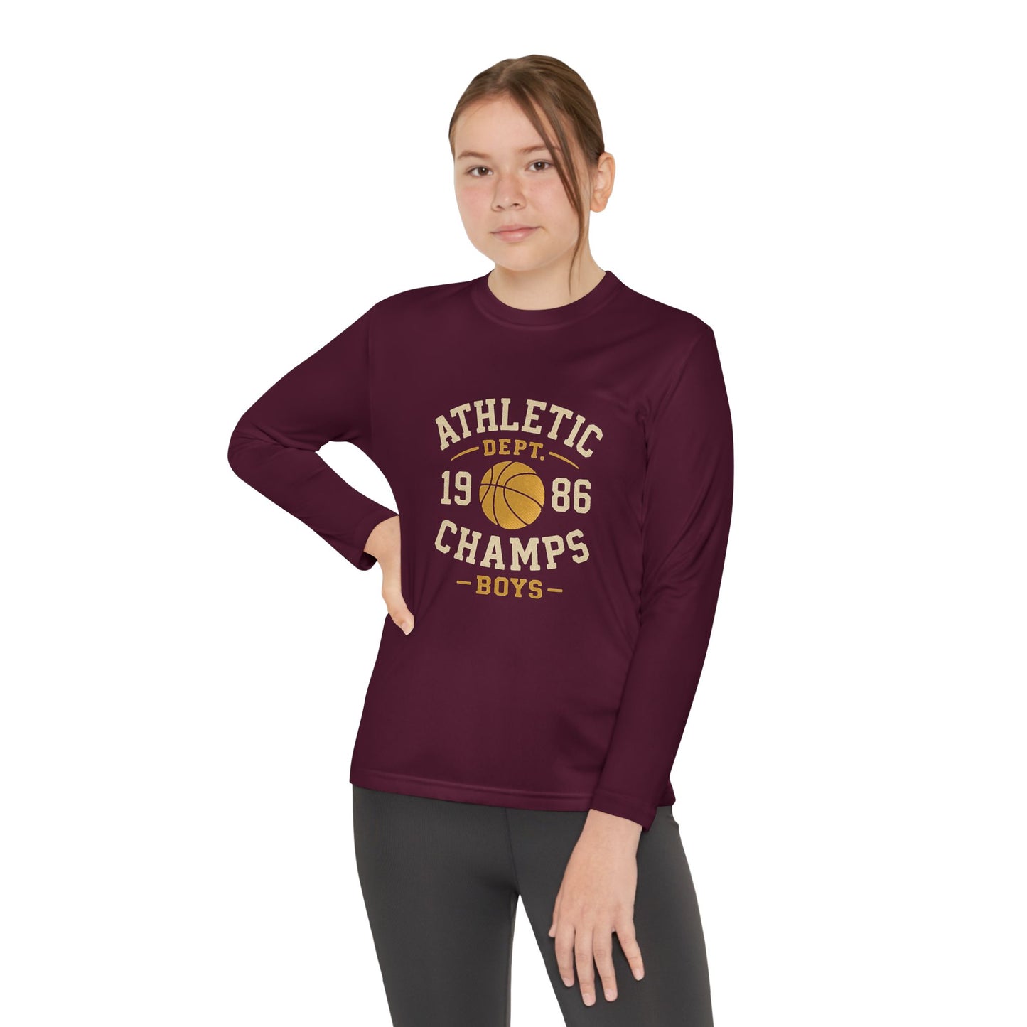 Youth Athletic Long Sleeve Tee - Perfect for Sports, School, Gifts, Birthdays, Team Outfits, Basketball Fans, Boys Activewear
