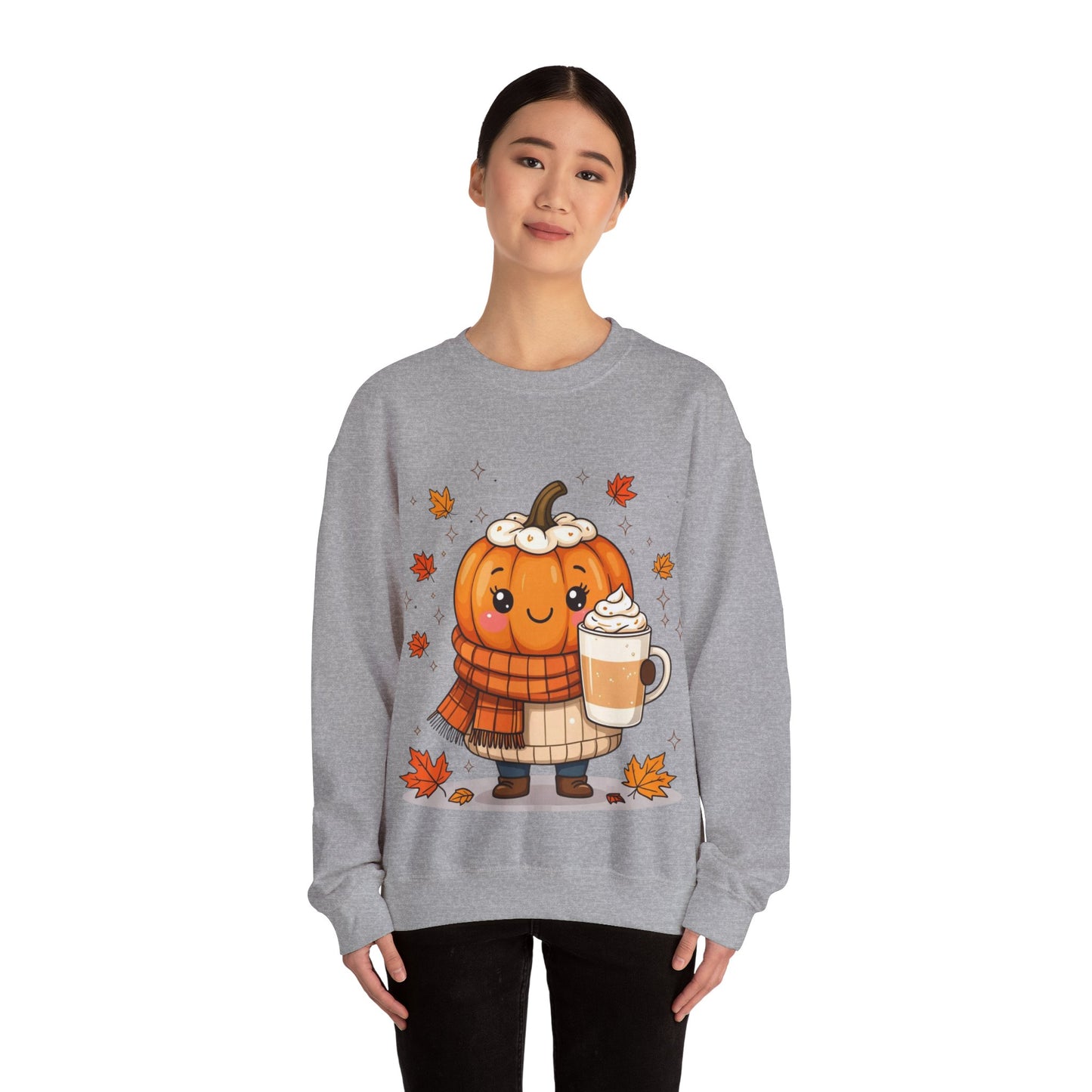 Kawaii Pumpkin Sweatshirt, Fall Spice Latte Crewneck, Cozy Halloween Jumper, Autumn Vibes Pullover, Cute Harvest Sweater, Thanksgiving Top
