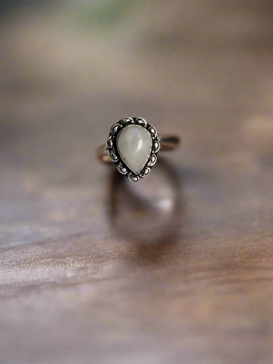 Silver Moonstone Ring - Size L