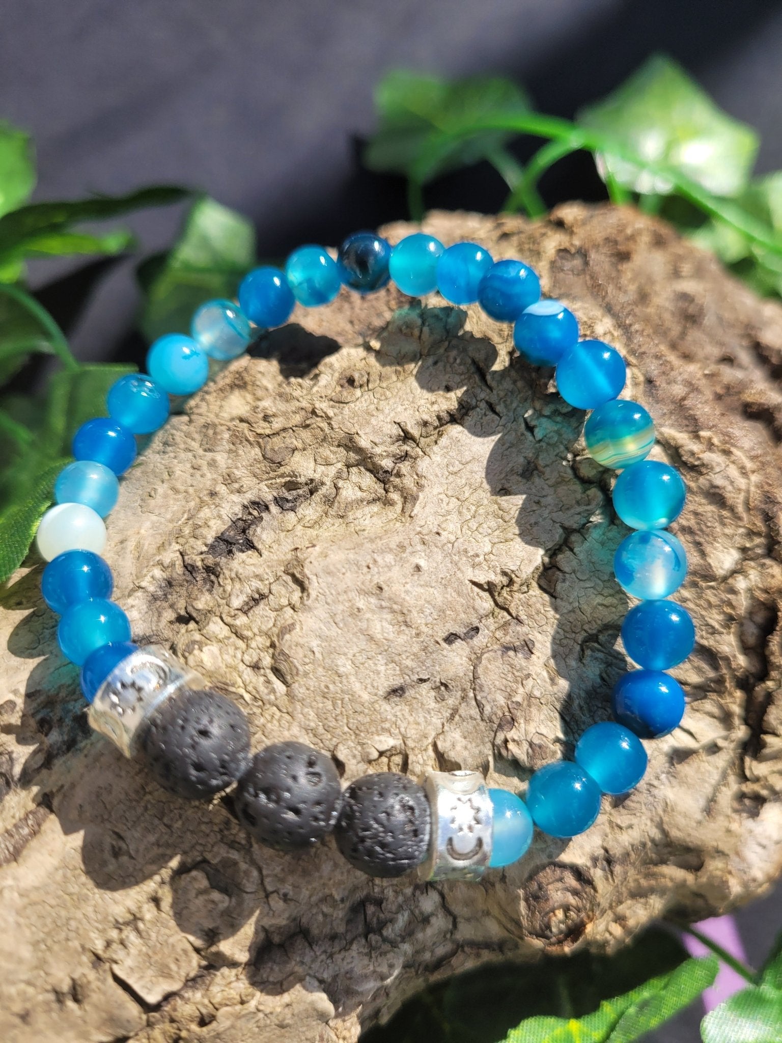 Blue Onyx and Lava Stone Bracelet - Daonna Designs