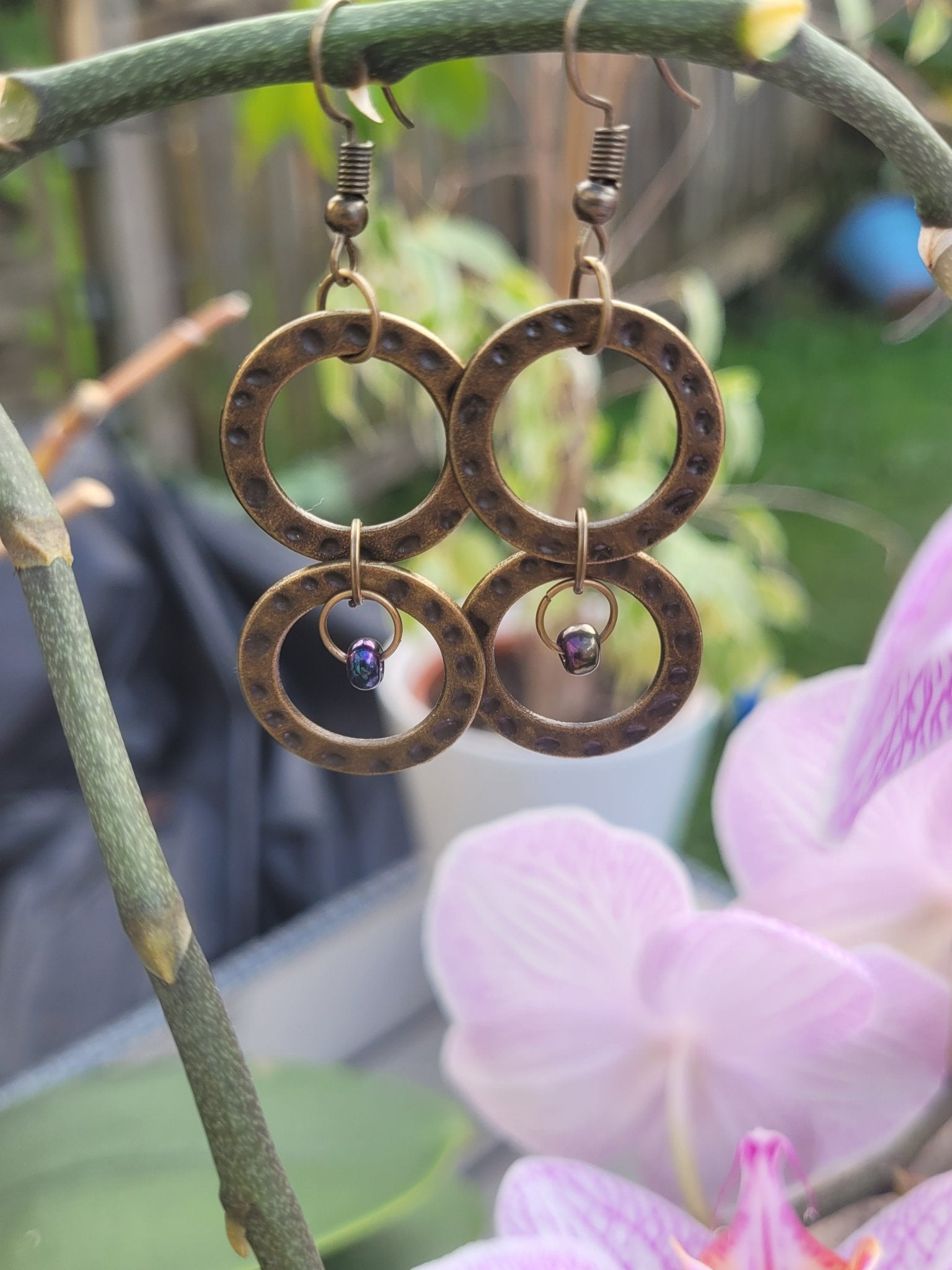 Hammered Bronze Earrings - Daonna Designs