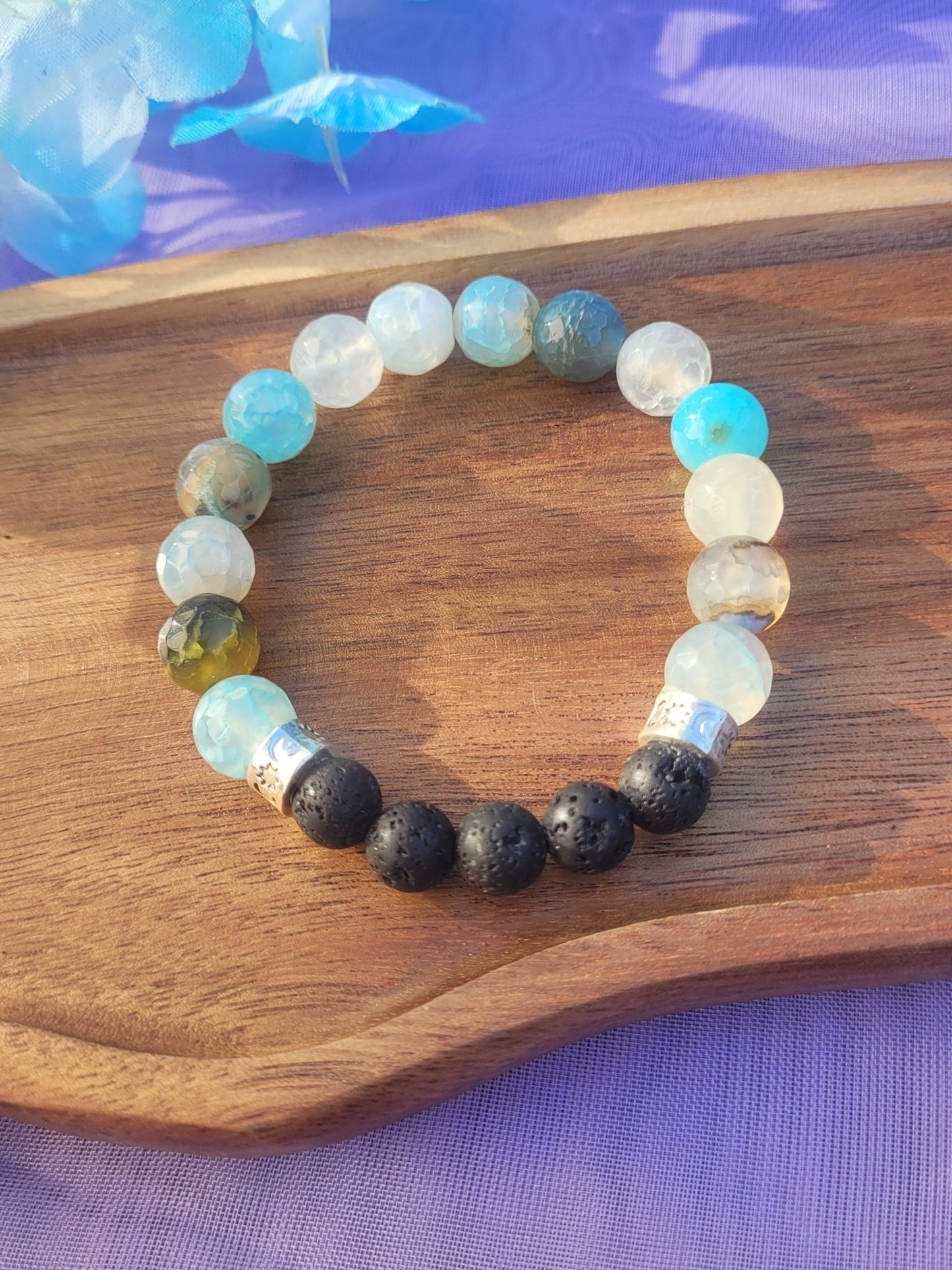 Lava Stone and Blue Agate Bracelet - Daonna Designs