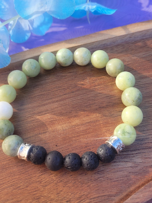 Lava Stone and Jade Bracelet - Daonna Designs