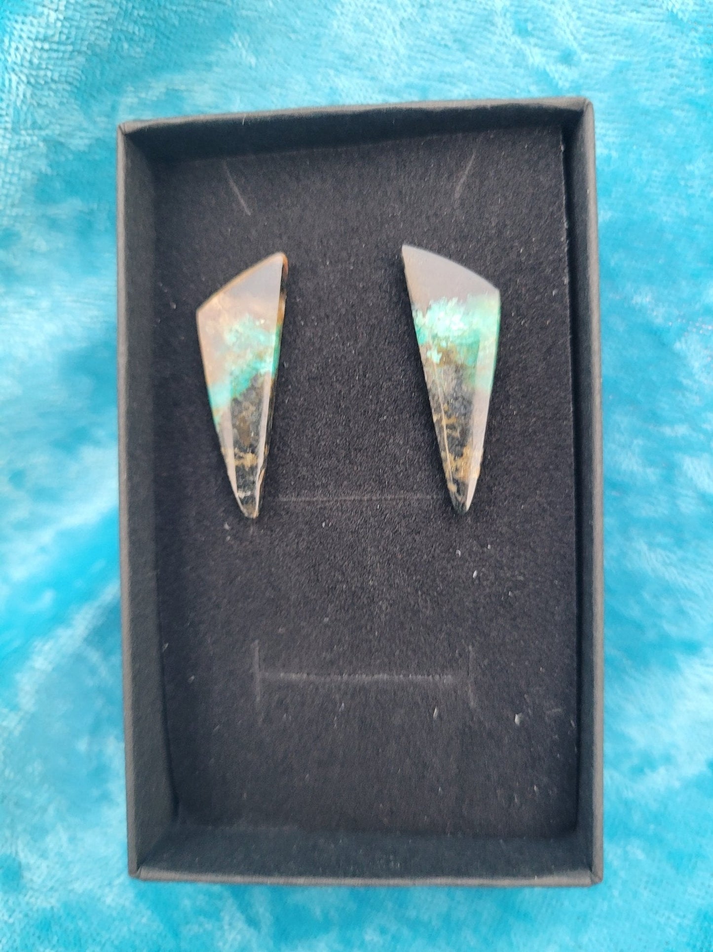 Opalized Wood Triangular Earrings - Daonna Designs