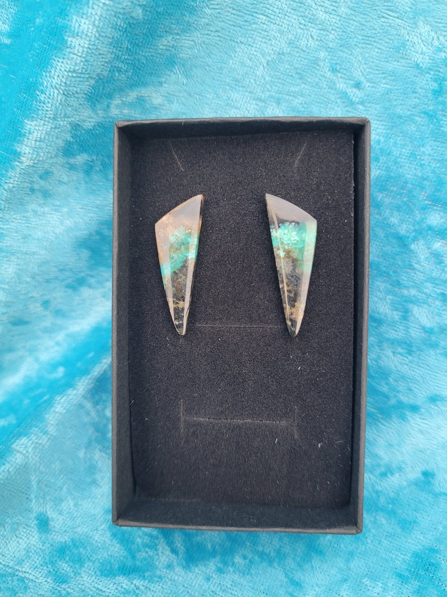 Opalized Wood Triangular Earrings - Daonna Designs