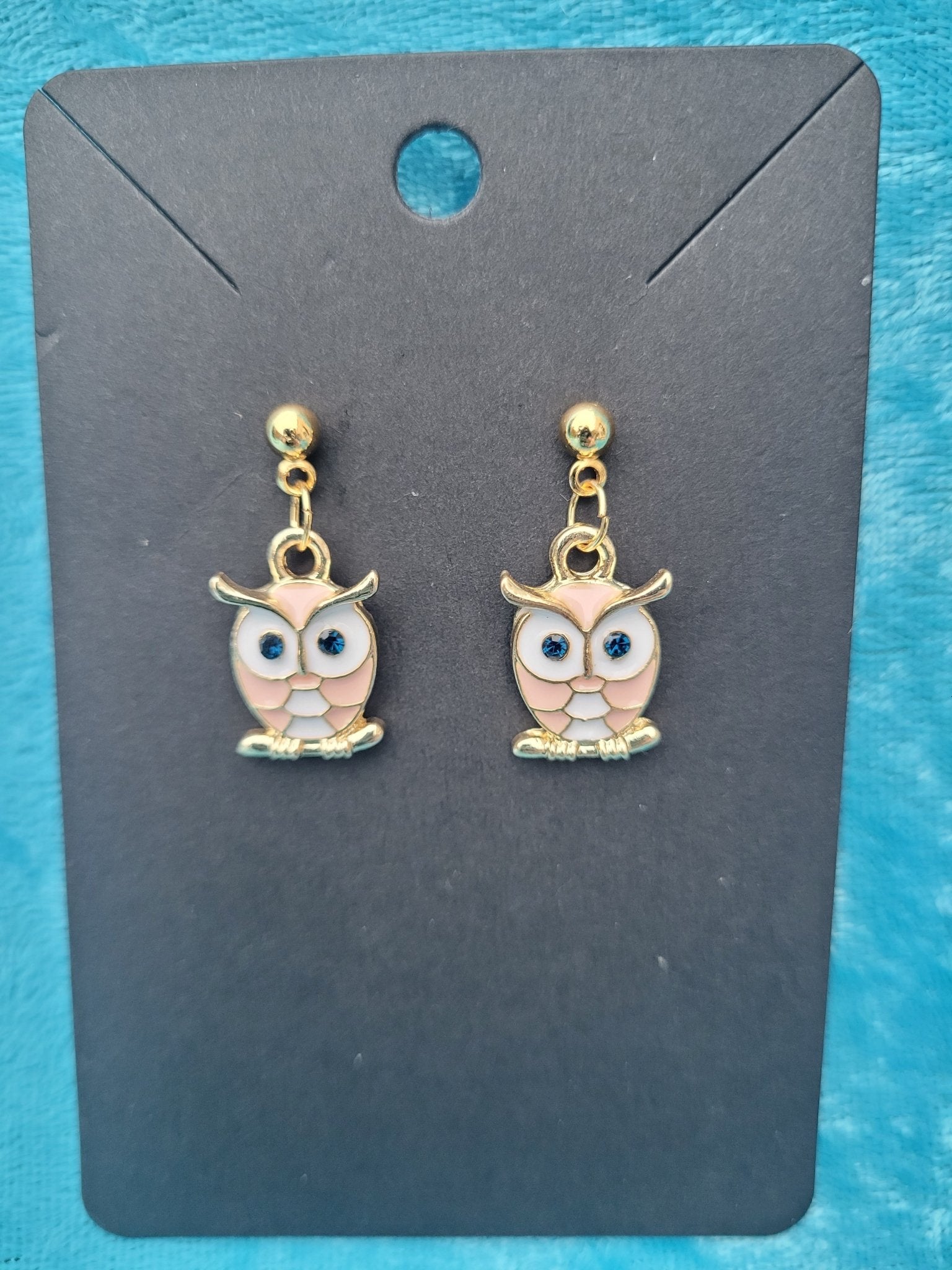 Peach and Gold Owl Earrings - Daonna Designs