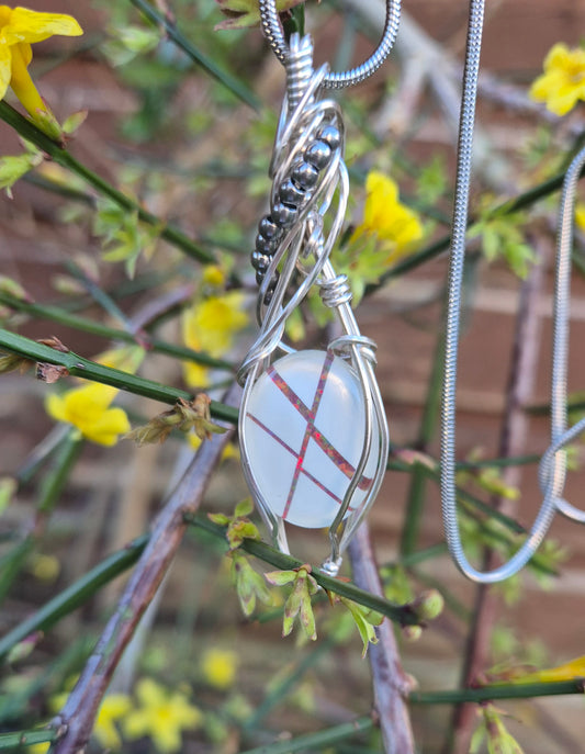 Crossfire Opal Pendant Necklace | Natural Opal Cabochon