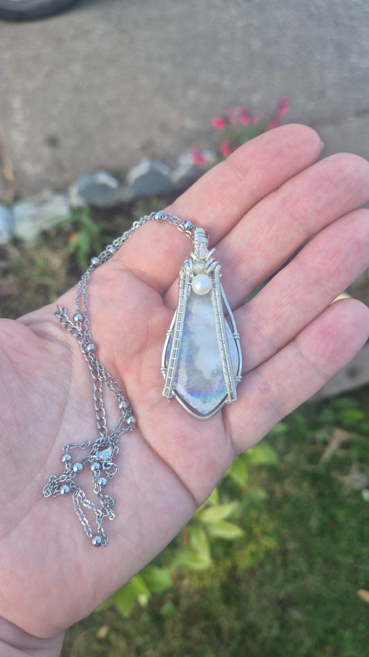 Sky Agate and Pearl Necklace