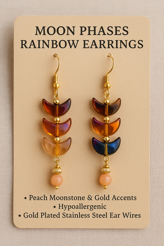 Moon Phase Rainbow Earrings