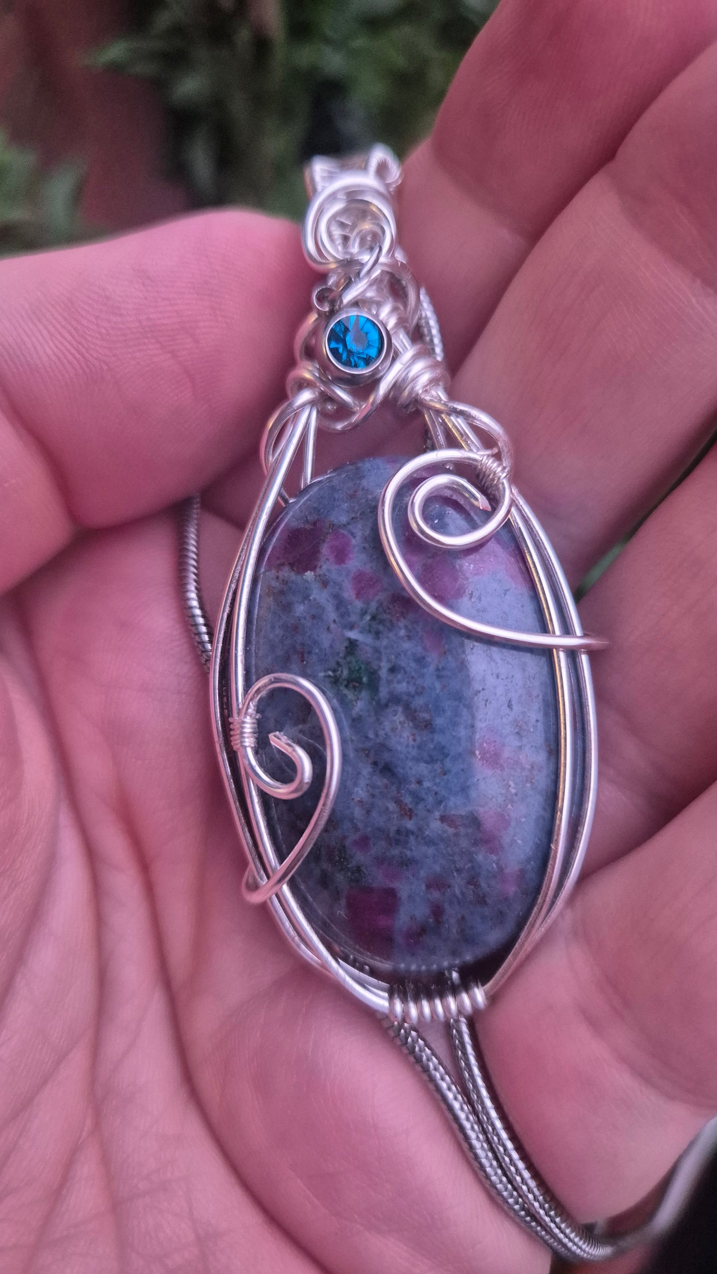 Ruby in Kyanite Wire-Wrapped Pendant Necklace | Daonna Designs