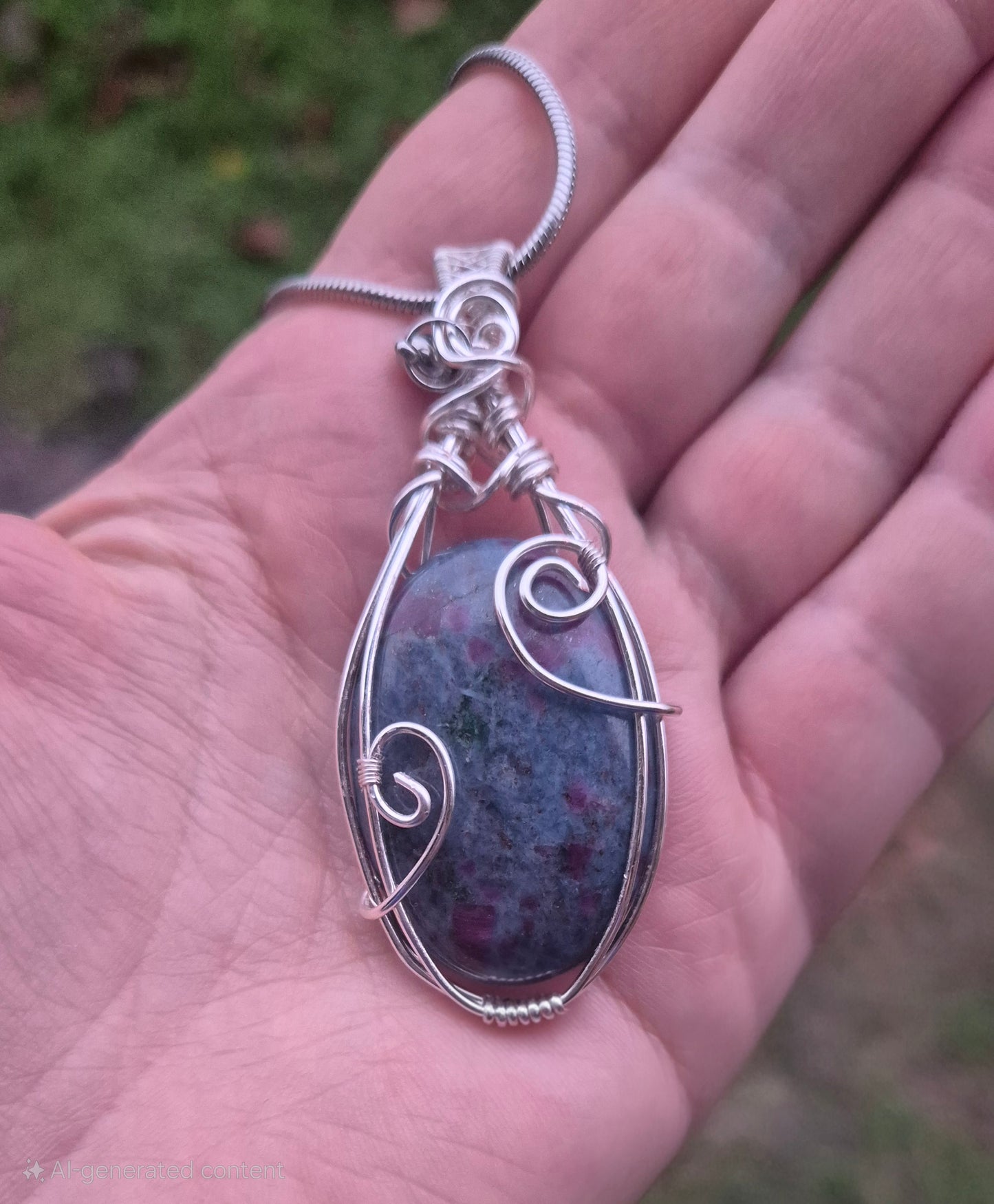 Ruby in Kyanite Wire-Wrapped Pendant Necklace | Daonna Designs