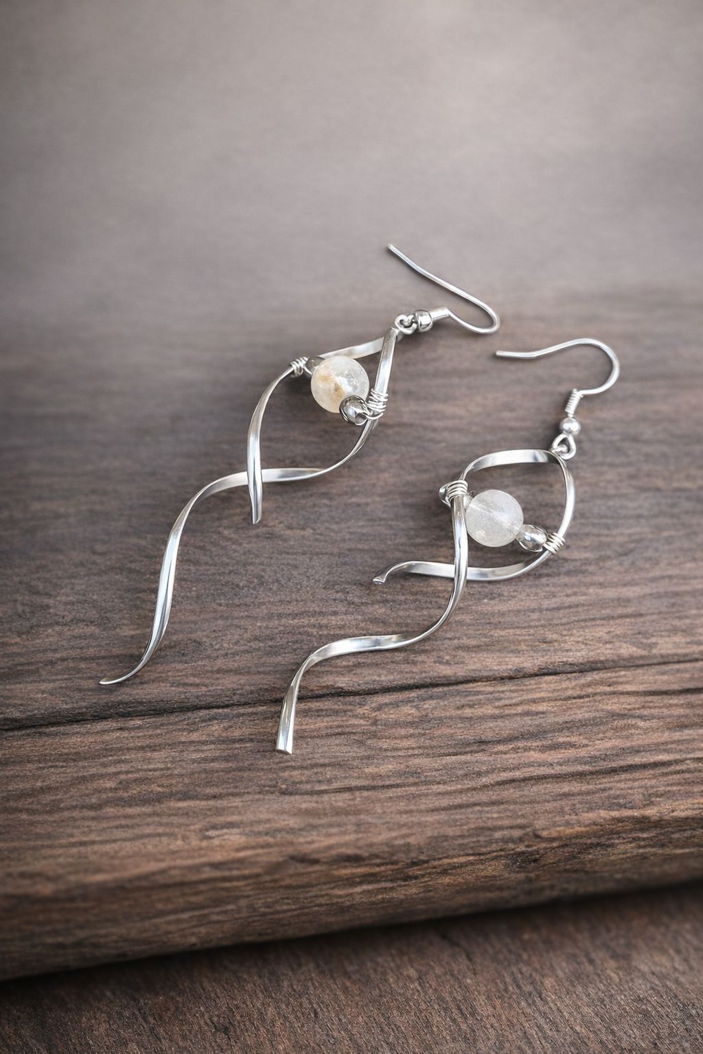 Citrine Spiral Dangle Earrings